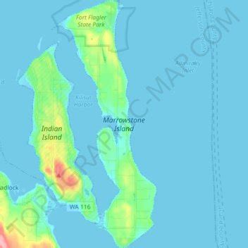 Marrowstone Island topographic map, elevation, terrain