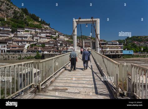 Albania, Berat, Osumi River Pedestrian Bridge Stock Photo - Alamy