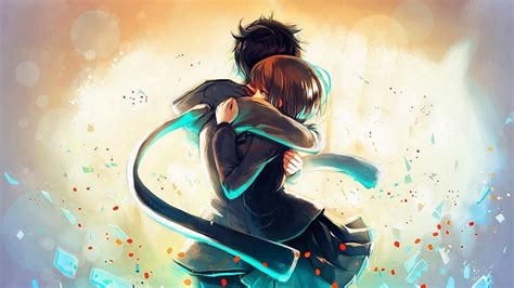 Download Sad Anime 4k Boy And Girl Hugging Wallpaper | Wallpapers.com