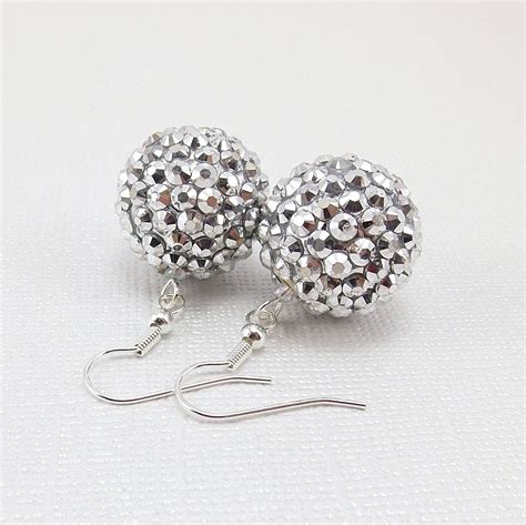 Disco Ball Earrings Bright Silver Mirror Ball by DeederTheBeader