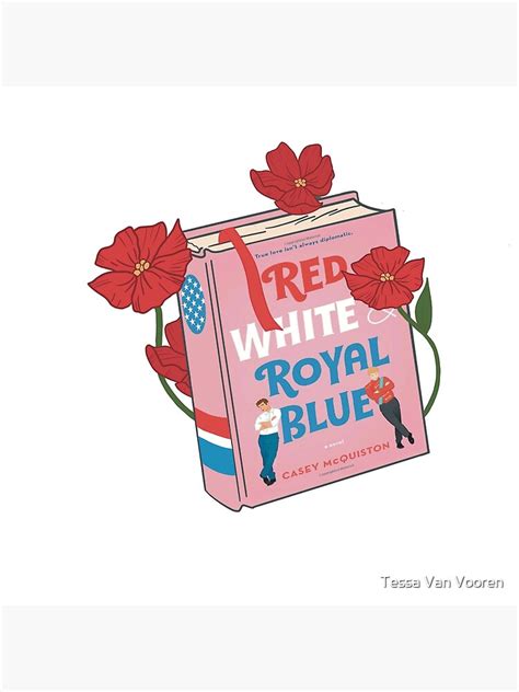 "Red, White and Royal Blue Book Cover with flowers" Poster for Sale by ...