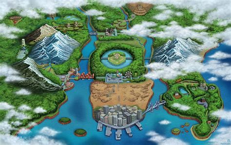 Mapa de pokemon, agua, ciudades, mapa, pokemon, nubes, pueblos, hierba, Fondo de pantalla HD ...