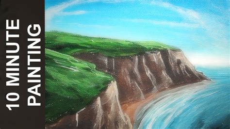 Painting Rocky Cliffs on the Ocean with Acrylics in 10 Minutes! - YouTube