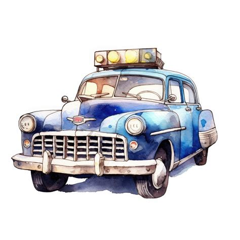 Premium AI Image | Watercolor Cute Clipart Police Car