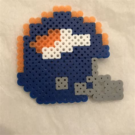 Denver broncos football helmet. Perler beads | Easy perler beads ideas, Perler bead disney ...