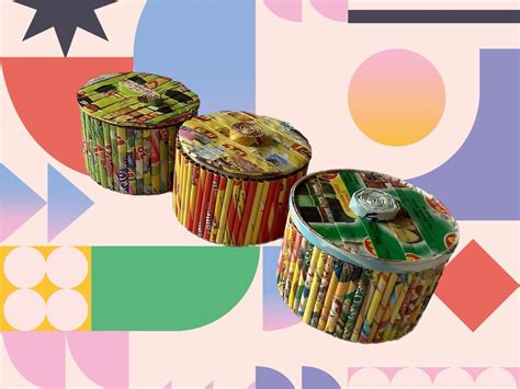 3 Rolled Recycled Paper Boxes From Brasil - Etsy