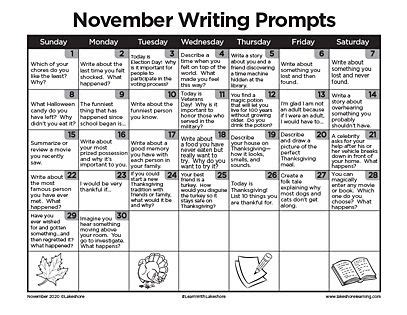 November Writing Prompts | Journal Prompts | Lakeshore® | November writing prompts, Writing ...