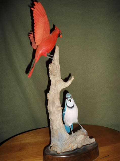 Hand-carved cardinal and blue jay | Hand carved, Carving, Blue jay