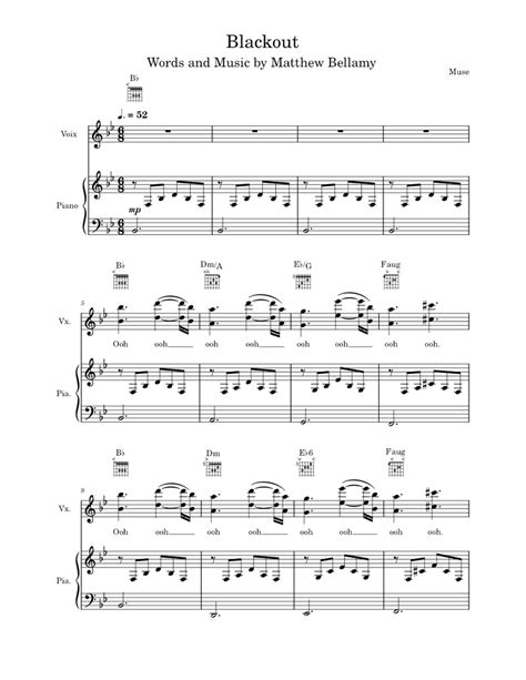 Blackout – Muse Blackout by Muse Sheet music for Piano, Vocals (Piano-Voice) | Musescore.com