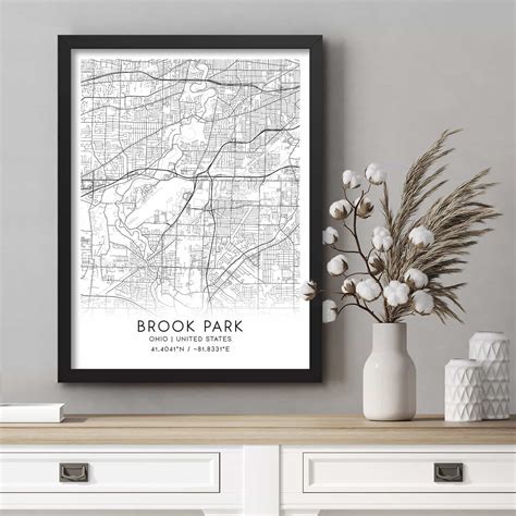 Brook Park Ohio Map Poster, Modern Home Decor Wall Art Print - Custom ...