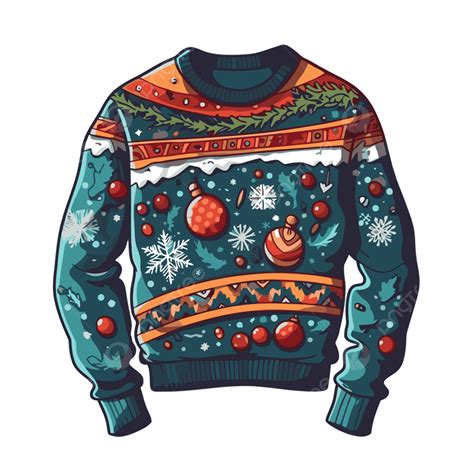 Ugly Holiday Sweater Vector, Sticker Clipart Ugly Christmas Sweater ...