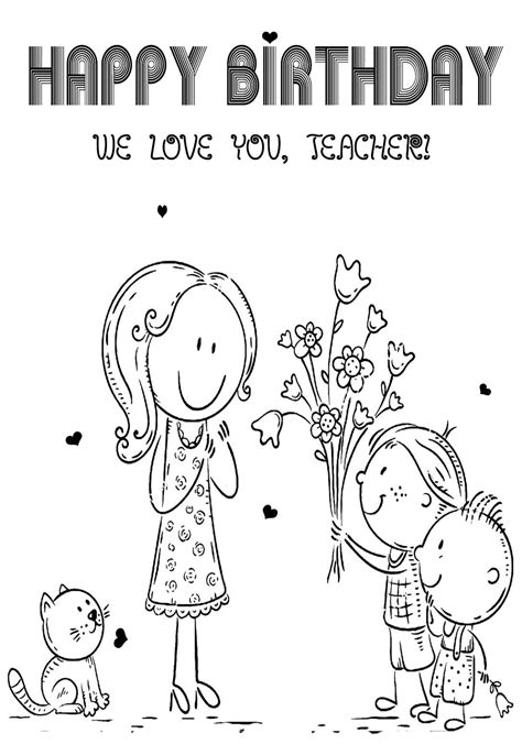 Happy Birthday Teacher Coloring Pages & Cards — PRINTBIRTHDAY.CARDS