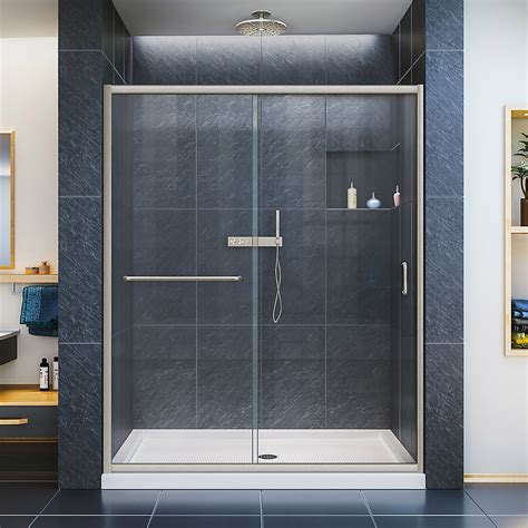 DreamLine Infinity-Z 50-54 inch W x 72 inch H Semi-Frameless Sliding Shower Door in Brushe ...