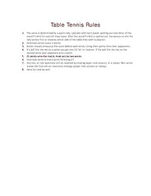 Fillable Online The Rules of Table Tennis ... Explained - All About ...