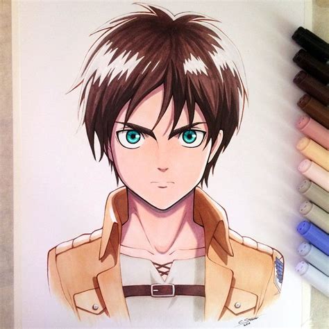 Eren Jaeger - Copic Marker Drawing | Anime-skizze, Anime zeichnen, Anime boy zeichnung