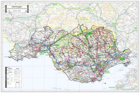 County Map of Glamorgan 1200 x 800mm