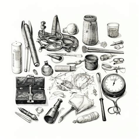 Premium Photo | Classic Charm Illustrated Biologist Tools in Black and White