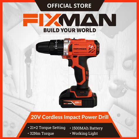 20v Cordless Power Drill Set w/ hammer function (13 pcs) - Fixman Tools