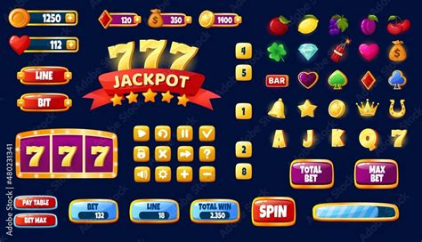 Cartoon casino slot machine mobile app game ui assets. Gambling games ...