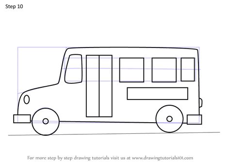 Step by Step How to Draw a Simple School Bus : DrawingTutorials101.com