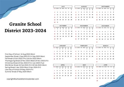 2024-25 Granite School District Calendar - Dara Shelia