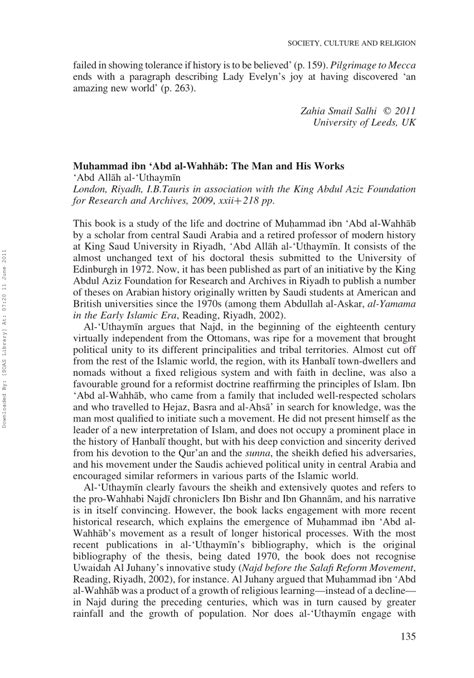 (PDF) Muḥammad ibn 'Abd al-Wahhāb: The Man and His Works by 'Abd Allāh ...