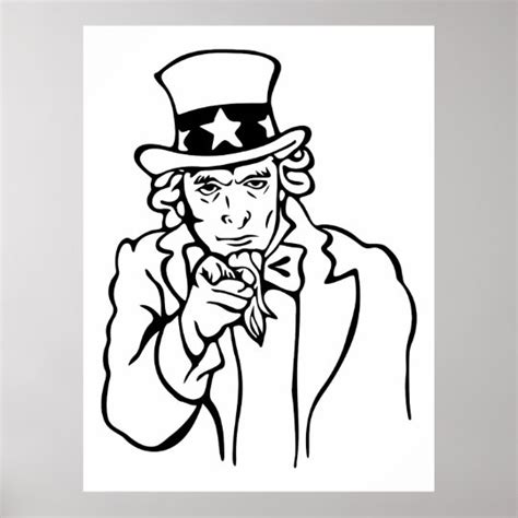 Uncle Sam We Want You Line Drawing Poster | Zazzle.com