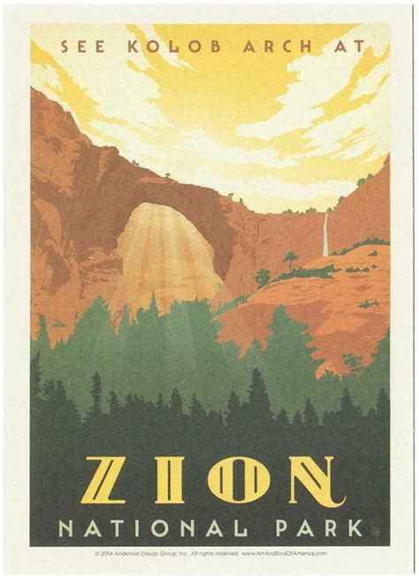 Postcard of Zion National Park Utah Kolob Arch Travel Poster Style Postcard | United States ...