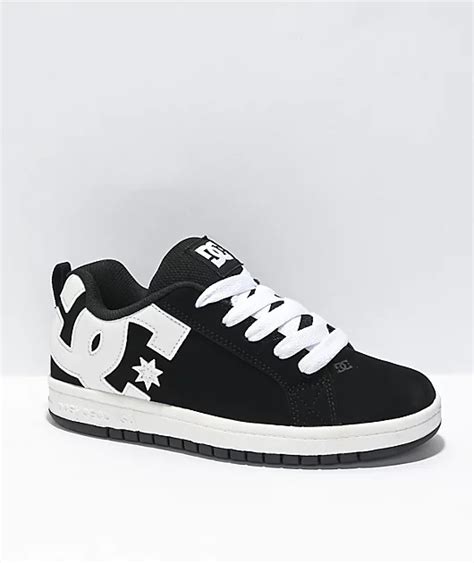 DC Kids' Court Graffik Black & White Skate Shoes