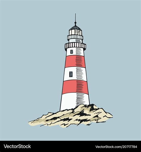 Lighthouse sketch hand drawn Royalty Free Vector Image