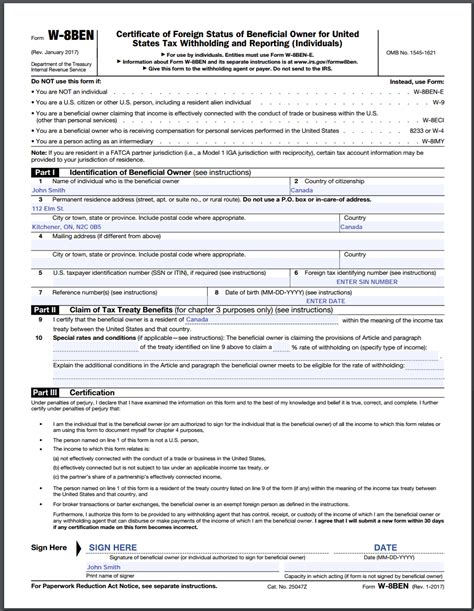 W-8BEN Form Instructions for Canadians | Cansumer