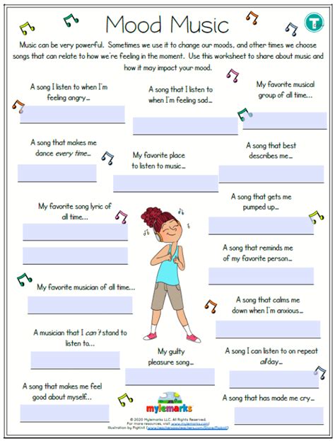 Music As A Coping Skill Worksheets