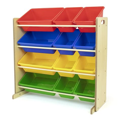 Humble Crew Children Wood and Plastic Toy Storage Racks with 12 Bins ...