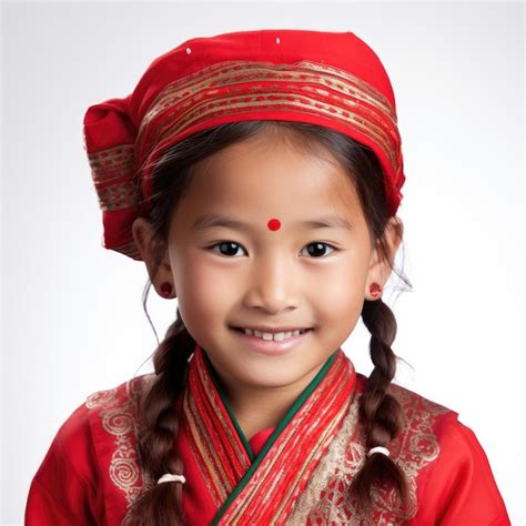 Premium AI Image | Nepalese 8YearOld in Traditional Dress