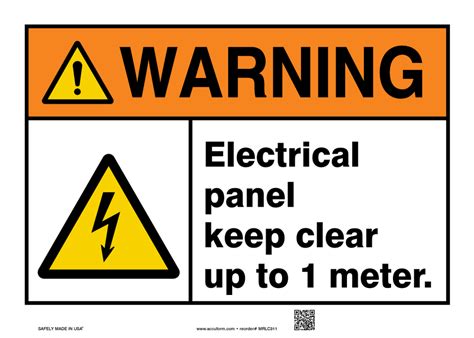 ANSI Warning Safety Signs: Electrical Panel Keep Clear ()