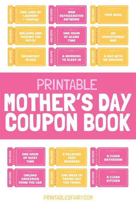 Printable Mother’s Day Coupons | Mother's day coupons, Diy gifts for ...