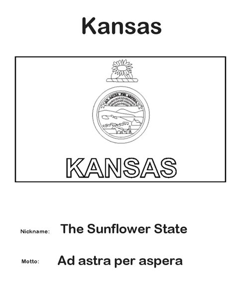 USA-Printables: Kansas State Flag - State of Kansas Coloring Pages