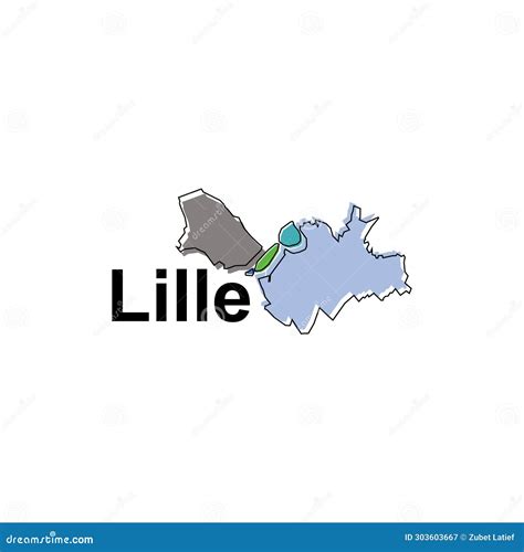 Lille City Map Vector Isolated Illustration of Simplified ...