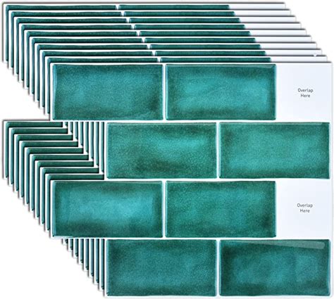 Tilakiayo Peel and Stick Tiles Backsplash, 10-Sheet 3D Green Subway ...
