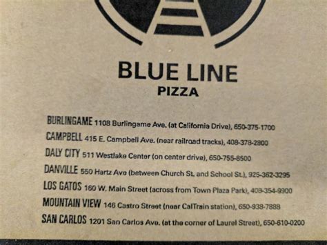 Menu at Blue Line Pizza pizzeria, Daly City