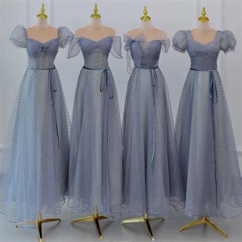 Dusty Blue Bridesmaid Dresses Long 2022 Elegant Summer Sister Prom ...