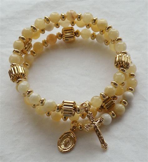 Five Decade Catholic Rosary Bracelet Natural Mother-of-Pearl