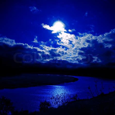 Moonlight over river | Stock image | Colourbox