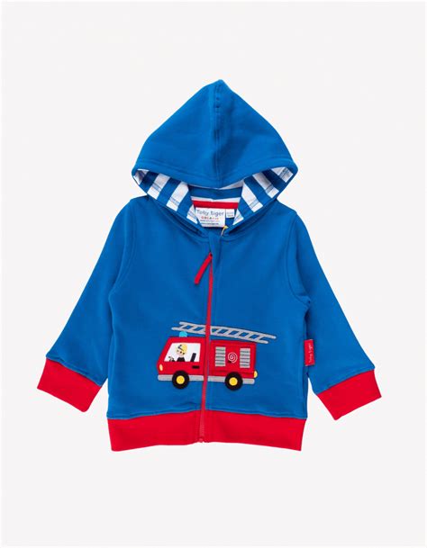 Buy Organic Fire Engine Applique Hoodie | Toby Tiger – Toby Tiger UK Retail