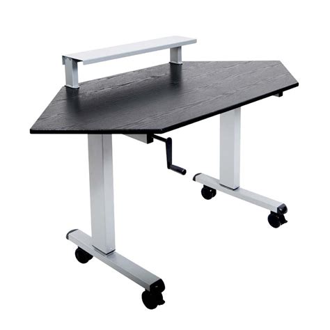 Luxor Adjustable Height Stand Up Corner Desk Silver and Black STANDUP-CCF60-B