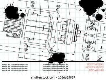 Mechanical Engineering Drawings On White Background Stock Vector ...