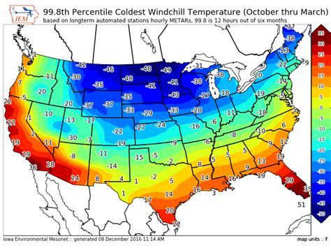 IEM :: 2016-12-09 Feature - Wind Chill Map