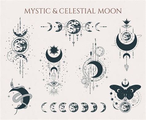 Moon Clipart Floral Moon svg Mystical Moon tattoo Crescent | Etsy | Mystische tattoos, Tattoo ...