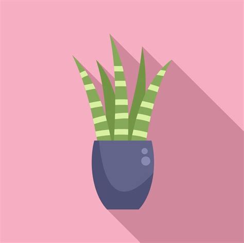 Premium Vector | Striped succulent icon flat vector house pot garden flowerpot