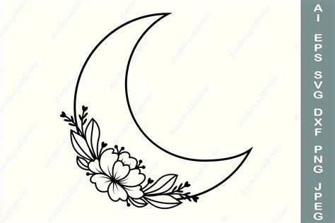 Floral Moon Svg, Bohemian Moon Svg Graphic by AnastasiyaArtDesign · Creative Fabrica